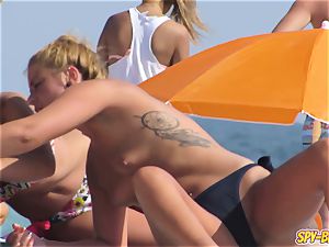 warm swimsuit teenagers thong topless hidden cam Spy Beach