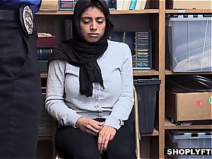 massive breasted hijab teen gets a facial cumshot in the shop backoffice